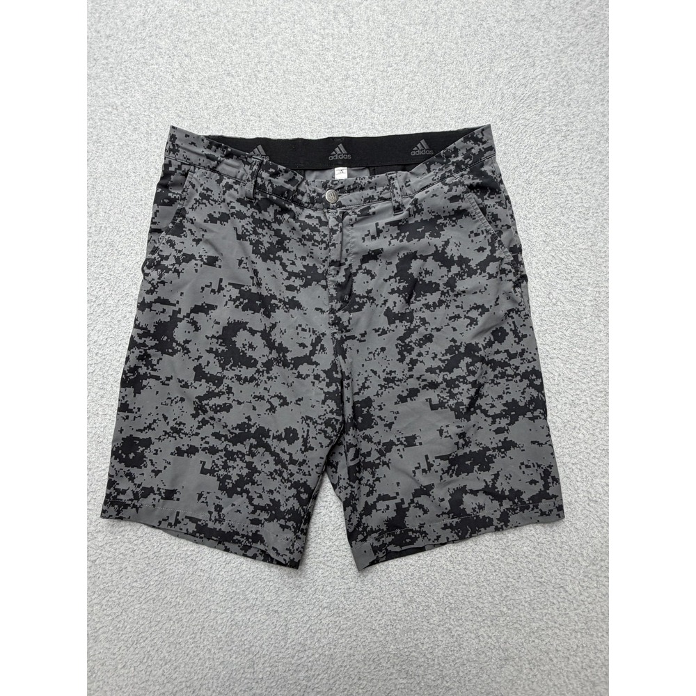 Adidas Shorts Mens‎ 32 Gray Camo Athletic Golf Performance Stretch 10 Inseam